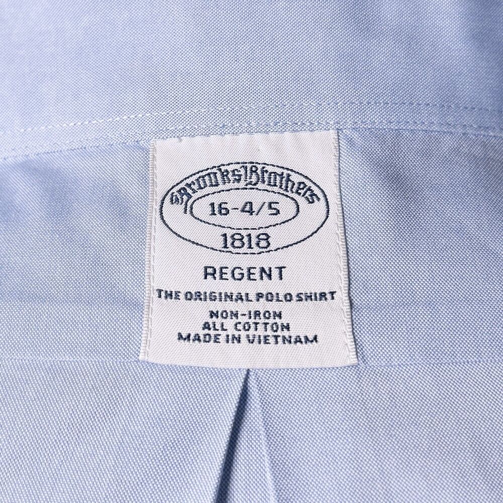 Brooks Brothers Regent Mens Dress Shirt 16 34/35 Blue Button Down Non Iron - Picture 3 of 8
